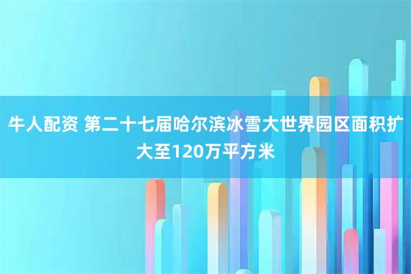牛人配资 第二十七届哈尔滨冰雪大世界园区面积扩大至120万平方米