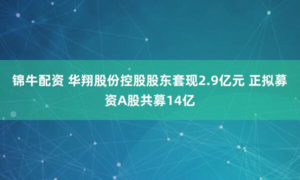 锦牛配资 华翔股份控股股东套现2.9亿元 正拟募资A股共募14亿